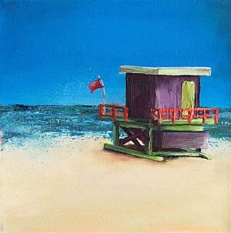 Janette George Beach Hut Purple BY JANETTE GEORGE Original