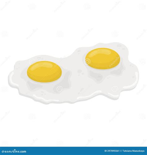 Fried Egg With Two Yolks Side View Illustration On A White Background Stock Illustration