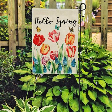 Dolopl Spring Garden Flag 125x18 Inch Double Sided Decorative Hello