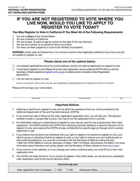 Form Cdtfa 6 Download Fillable Pdf Or Fill Online National Voter Registration Act Nvra