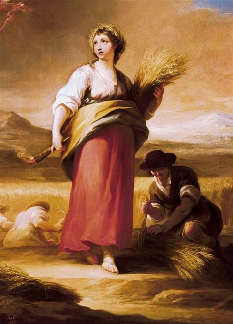 A Painting Of A Woman With Wheat In Her Hand And Another Man Kneeling