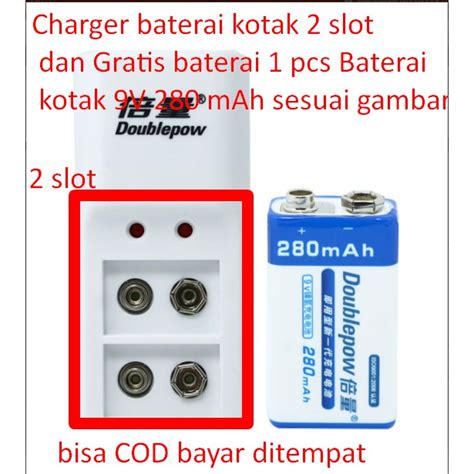 Jual Charger Baterai Kotak 2 Slot Dan Gratis Baterai 1 Pcs Baterai