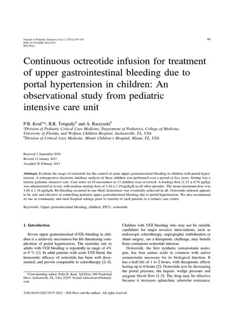 Continuous Octreotide Infusion for Treatment | Intravenous Therapy | Blood Pressure