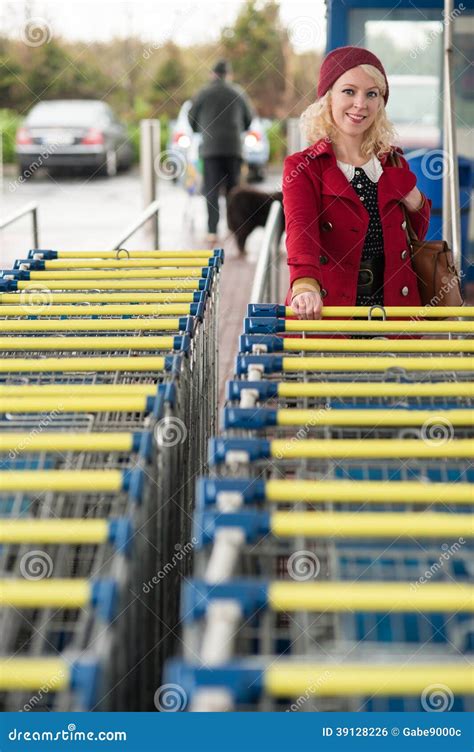 Woman With Shopping Carts Stock Photo Image Of Retail 39128226