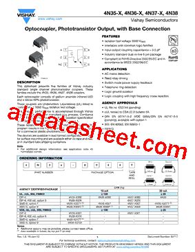 4N35 X009T Datasheet PDF Vishay Siliconix