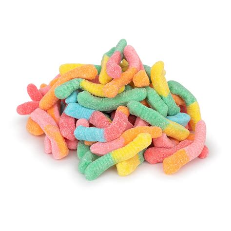 Candy Shop Sour Neon Worms Mini Sanded Gummy Fruit Flavored Crawlers 3 Lb