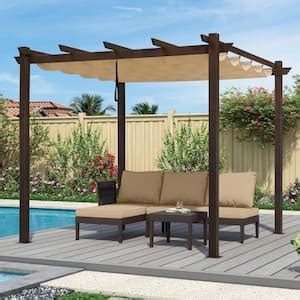 Purple Leaf Ft X Ft Gray Aluminum Frame Outdoor Pergola Gazebo