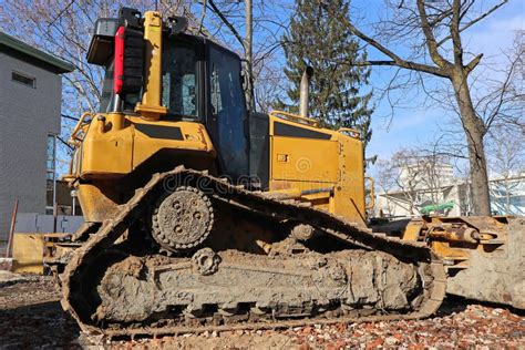 Bulldozer at the Construction Site Stock Image - Image of tire ...