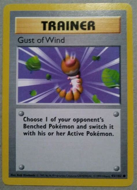 Pokemon Shadowless Trainer Gust Of Wind Base Set Common