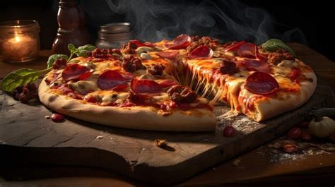 Premium AI Image | Meat lovers pizza with a variety of savory toppings