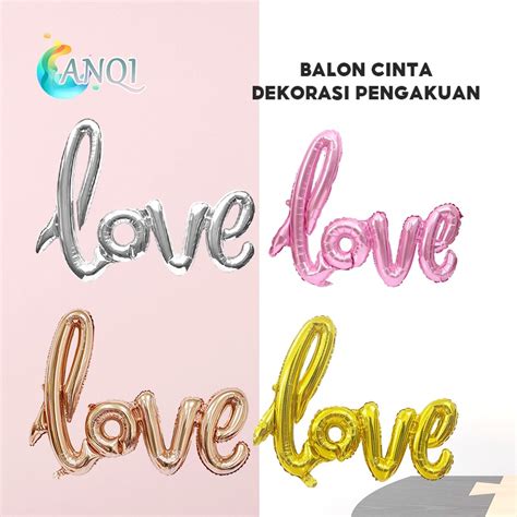 Jual Anqi Shop Balon Huruf Kata Tulisan Love Sambung Foil Warna Small