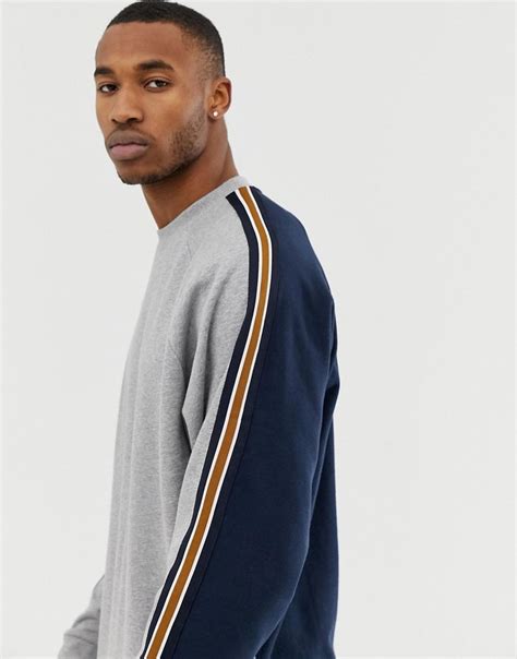 Asos Design Oversized Sweatshirt With Side Stripes And Color Blocking