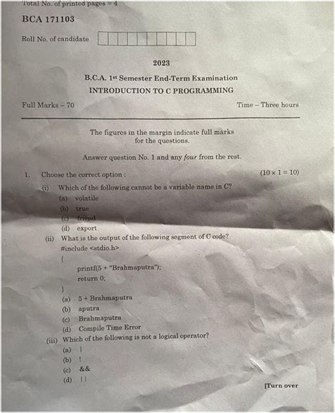 C Programming Question Paper 2023 C Programming Question Paper Bca Computer Science Knowledge