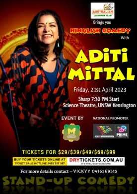 Aditi Mittal - Indian Comedian - DryTickets.com.au