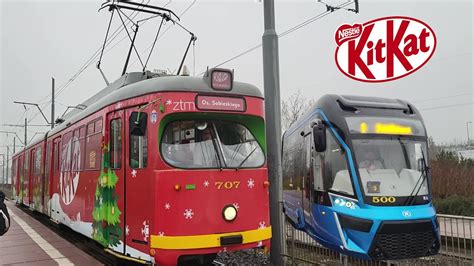 Świąteczny tramwaj KitKat w Poznaniu Duewag GT8 Helmut 707 YouTube