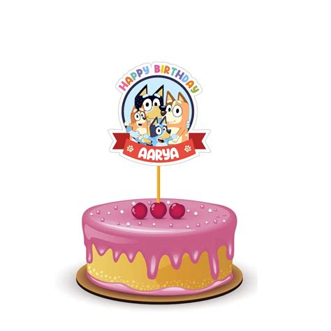 The Blu Party Bluey Theme Birthday Personalized Cake Topper For Bluey Birthday Decorations With