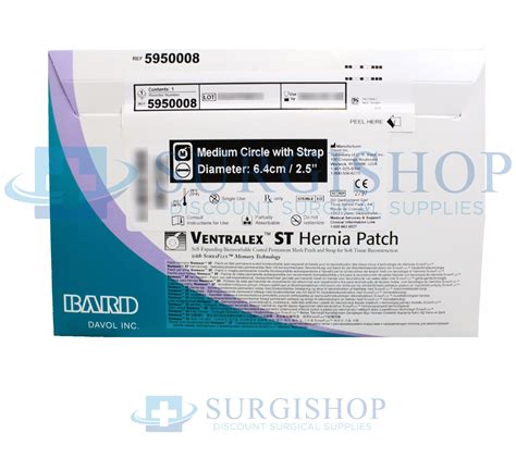 5950008 Bard Mesh Ventralex St Hernia Patch Strap 25in X 25in