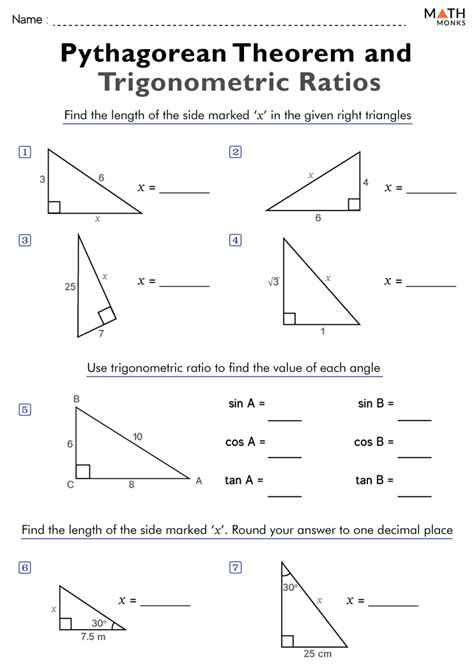 Trigonometric Ratios Worksheets - Math Monks - Worksheets Library