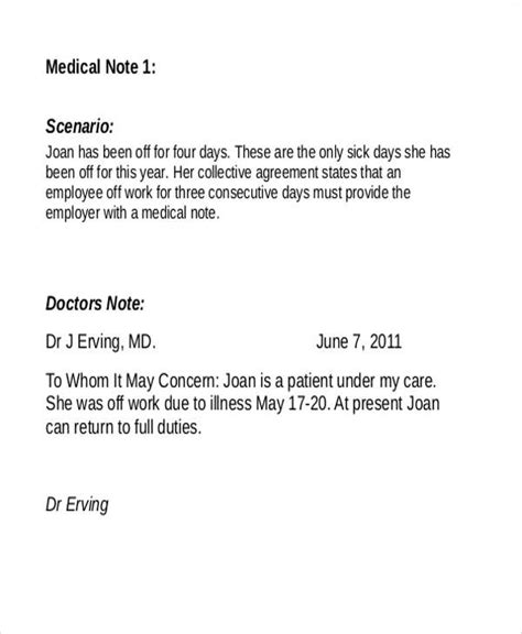 Free 9 Medical Note Samples In Ms Word Pdf