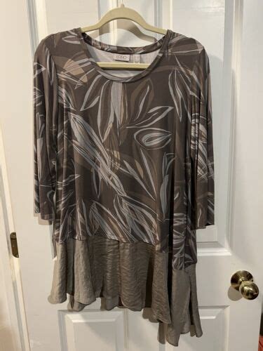 Logo By Lori Goldstein Sz Medium Gray Brown Asymmetric Hem Rayon Span