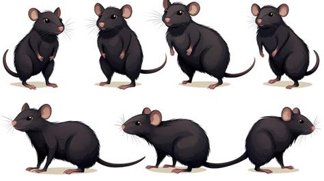 Premium Vector A Set Of Rats On A White Background