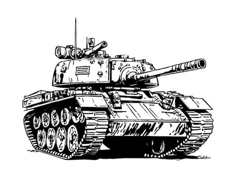 Tanque Del Ejército Ilustración Dibujada A Mano Vector Premium