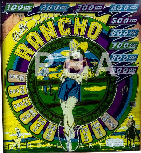 Rancho 1948 Bally Backglass Pinball Art USA