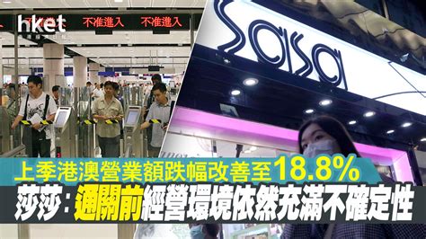 【香港零售】莎莎上季港澳營業額跌幅大幅改善至188 惟稱「通關前經營環境仍充滿不確定性」