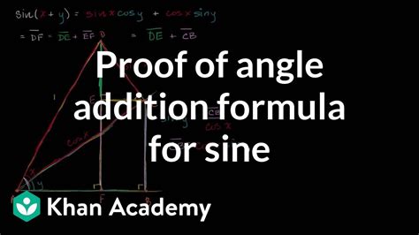 Proof Of Angle Addition Formula For Sine Trigonometry Khan Academy