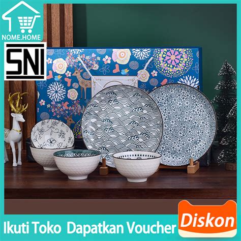 Jual Nome Souvenir Mangkuk Set Porselen Biru Dan Putih Bermutu Tinggi