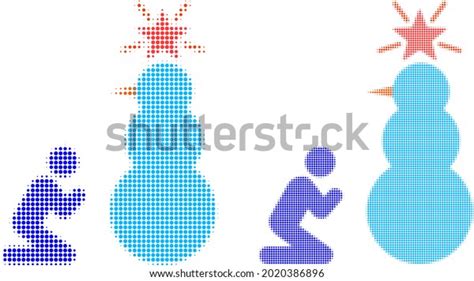 Pixel Halftone Pray Holy Snowman Icon Stock Vector Royalty Free