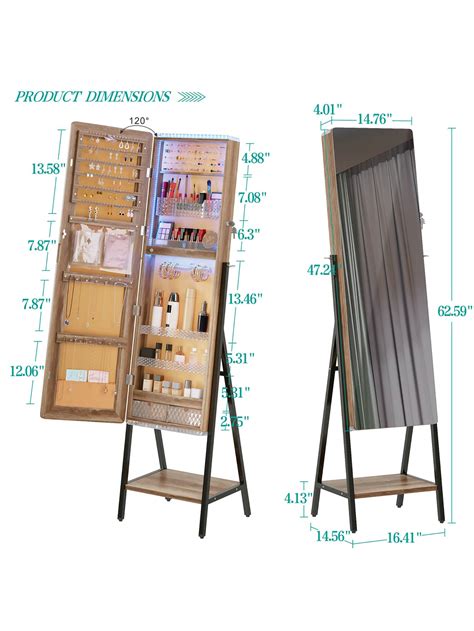 Kasibie Standing Jewelry Armoires Jewelry Organizer With Full Length