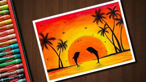 12 Sunset Scenery Drawing Oil Pastel Drawings Easy Oil Pastel