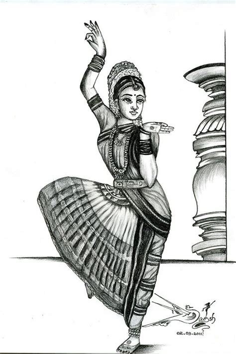 Classical Dance Pencil Sketch Capturing The Essence Of Movement