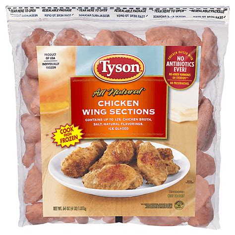 Tyson Chicken Wing Sections All Natural 64 Oz Frozen Foods Pruett