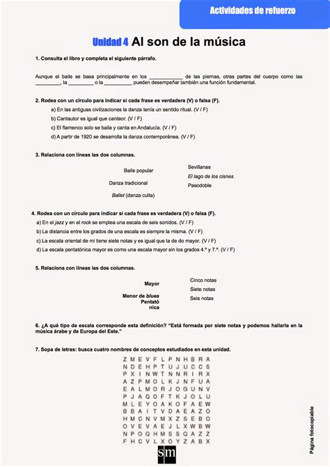 MÚSICA Fichas Refuerzo 2º ESO Tema 4