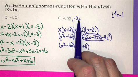 Write Polynomial Function Given The Roots Youtube