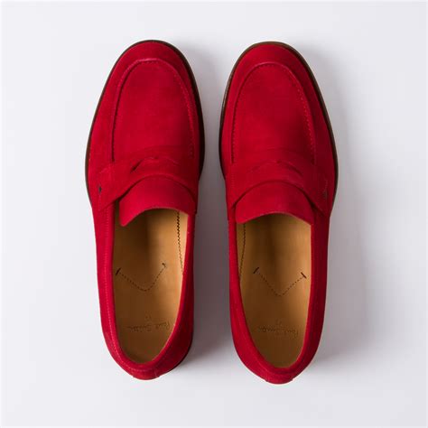 Paul Smith Mens Red Suede Ford Penny Loafers For Men Lyst