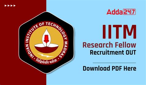 Iitm Research Fellow Recruitment Out Apply Here