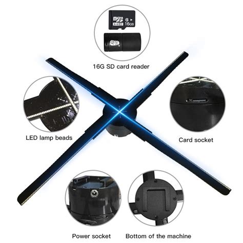 52cm 3d Holographic Projection Advertising Machine Naked Eye Led Fan Lamp Rotating Suspension