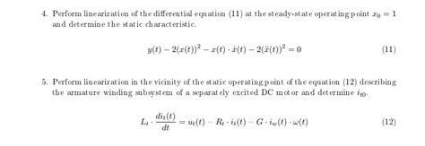 Solved 4. Perform linearization of the differential equation | Chegg.com