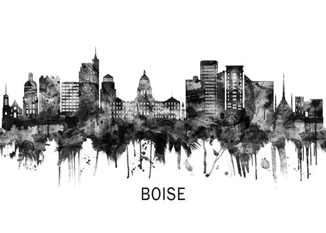 Boise Idaho Skyline BW Mixed Media by Towseef Dar