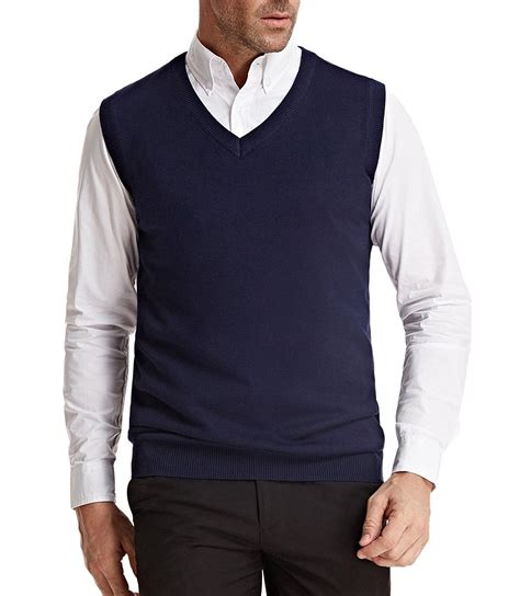 Mens Knitting Vest Stylish And Slim Fit Pullover Sleeveless V Neck Navy Blue C9187te2t4u