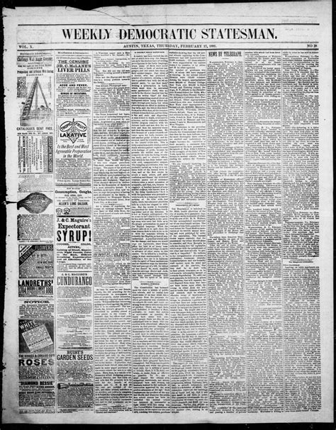 Weekly Democratic Statesman. (Austin, Tex.), Vol. 10, No. 28, Ed. 1 Thursday, February 17, 1881