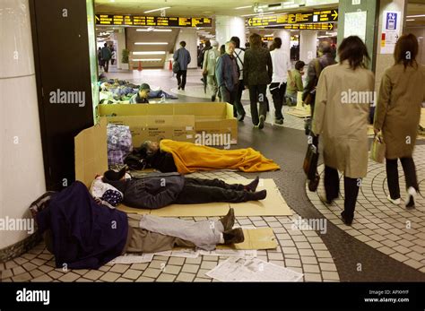 Homeless Living Boxes In Tokyo Japan Overnight Temporary Shelter Of