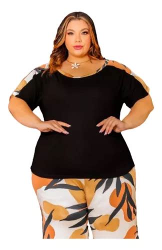 Conjunto Plus Size Calça Curta E Blusa Veste Até 56 Moda Mercadolivre