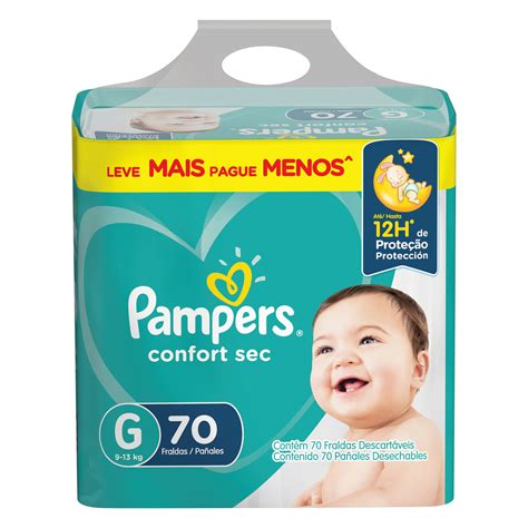 Fralda Descartável Infantil Pampers Confort Sec G Pacote 70 Unidades