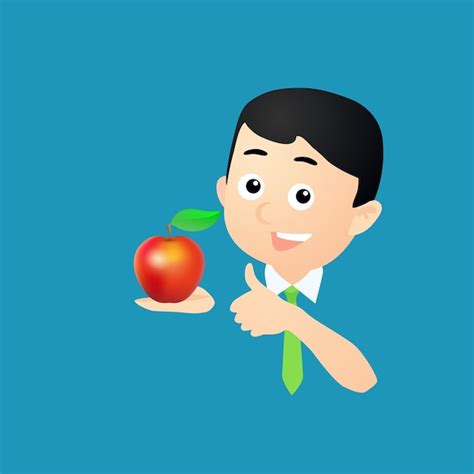 Premium Vector Man Character With Apple