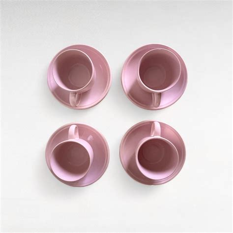 Vintage Coffee Set/ Pink Four Coffee Mugs Set/ Cups With Saucers/ Tea ...