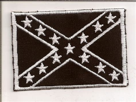 D&S Embroidered Patches : Black and White Rebel Flag